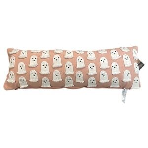 Indigo Throw Pillow Pink Ghost Embroidery Fill Halloween new NWT